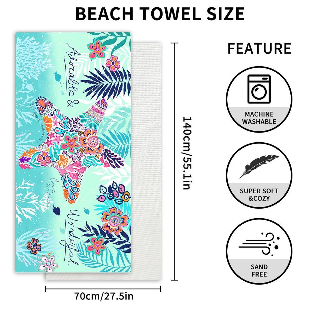Customizable Large Microfiber Surfing and Beach Towel - Absorbent and Quick-Dry for Adults