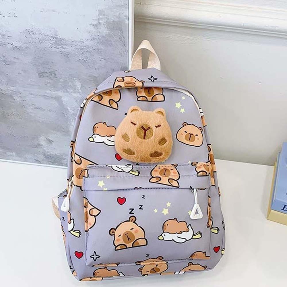 Nylon Capybara Backpack Thickened Large Capacity School Bag Cute Cartoon Animal Daypack Unisex