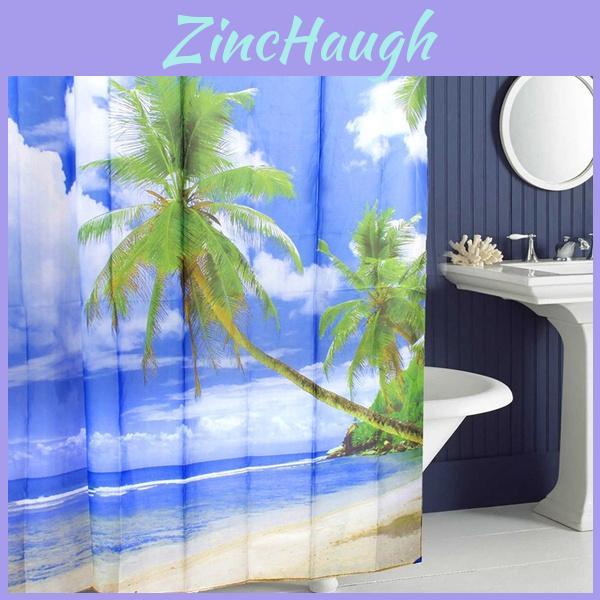 Rideau de douche design élégant Hawaï Plage Coco pour une esthétique de salle de bain chic et imperméable