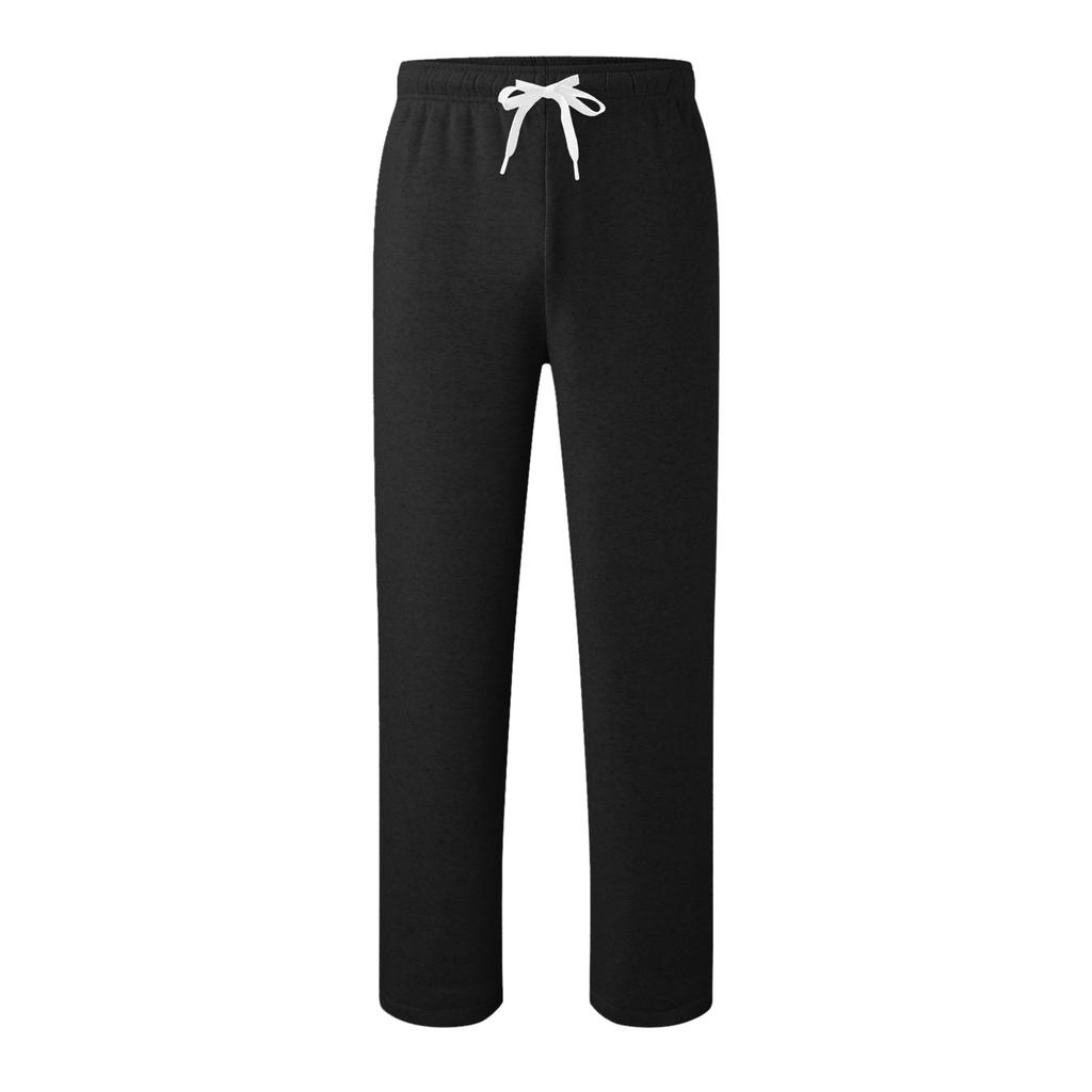 Damen Elastische Taille Hose mit Seitentaschen Fleecegefüttert Dicke Weite Beine Jogginghose Einfarbige Gerade geschnitten