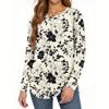 Dames Losse Ronde Hals Print Lange Mouw T-shirt Top Pullover