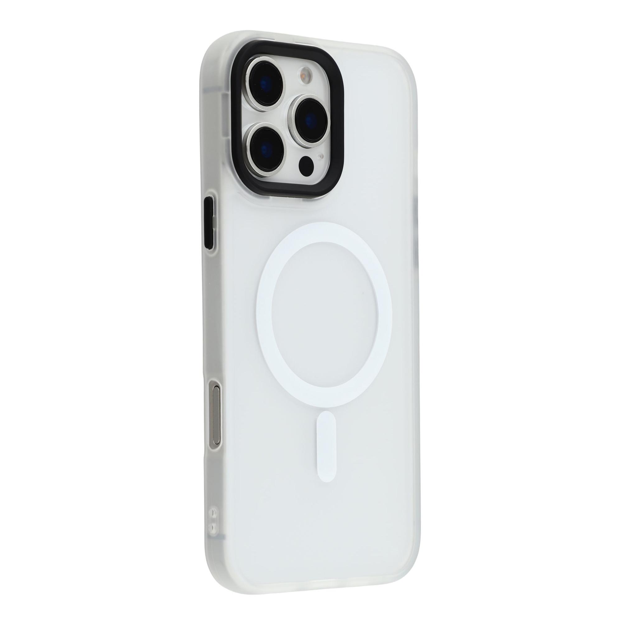 

For iPhone 16 Pro Max Case Compatible with MagSafe Skin-Touch PC+TPU Phone Cover Transparent White