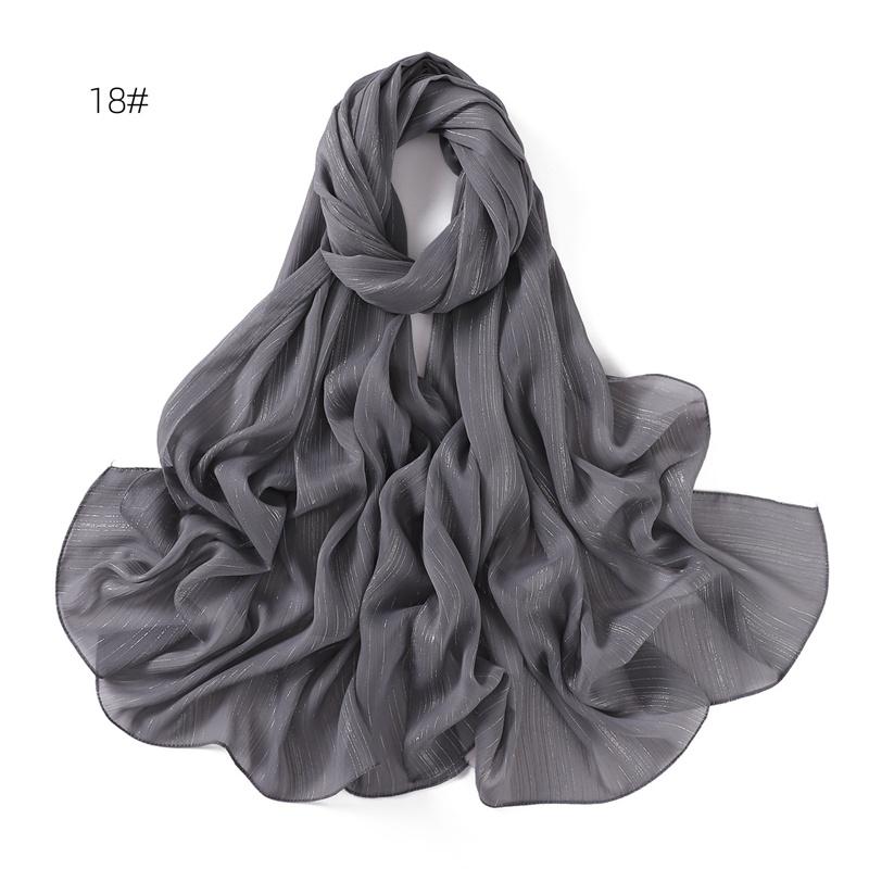 Plain Silver Glitter Shimmer Bubble Chiffon Hijab Sparkle Veil Ramadan Shawls Beach Headscarf Bufandas Muslim Headband 175*70Cm