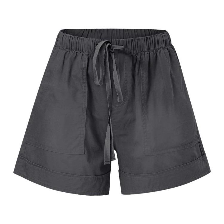 Plus Size Women's Casual Loose Shorts Pants with Elastic Waist Drawstring and Pockets