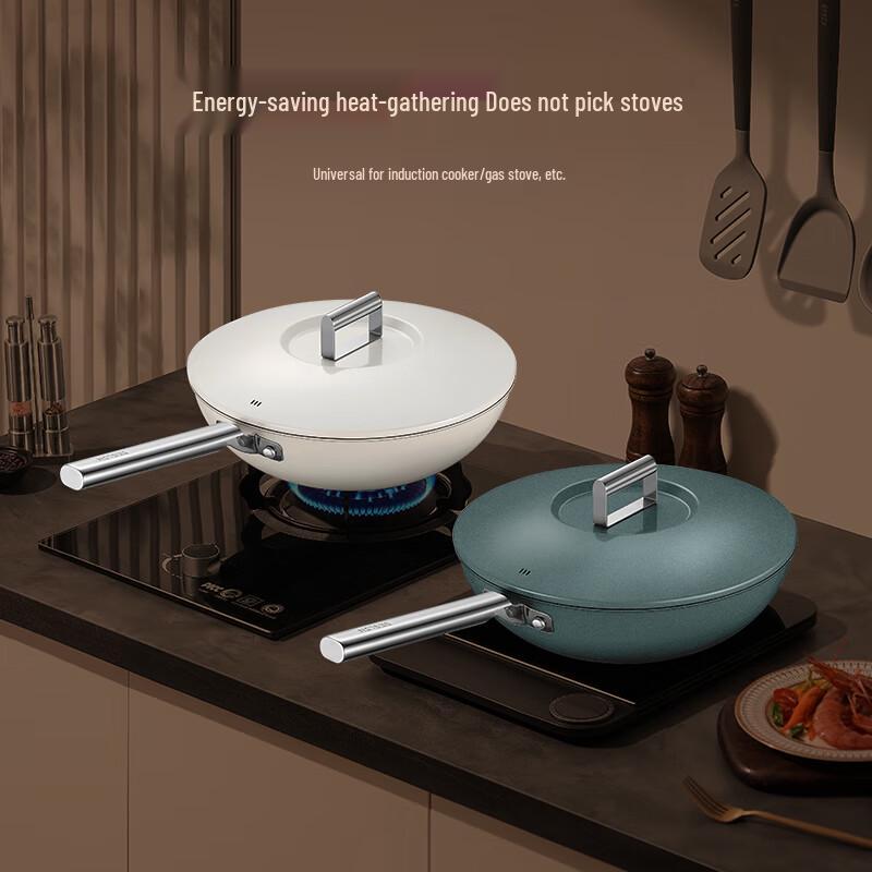 DESLON Pure Titanium Non-Stick Flat Bottom Wok