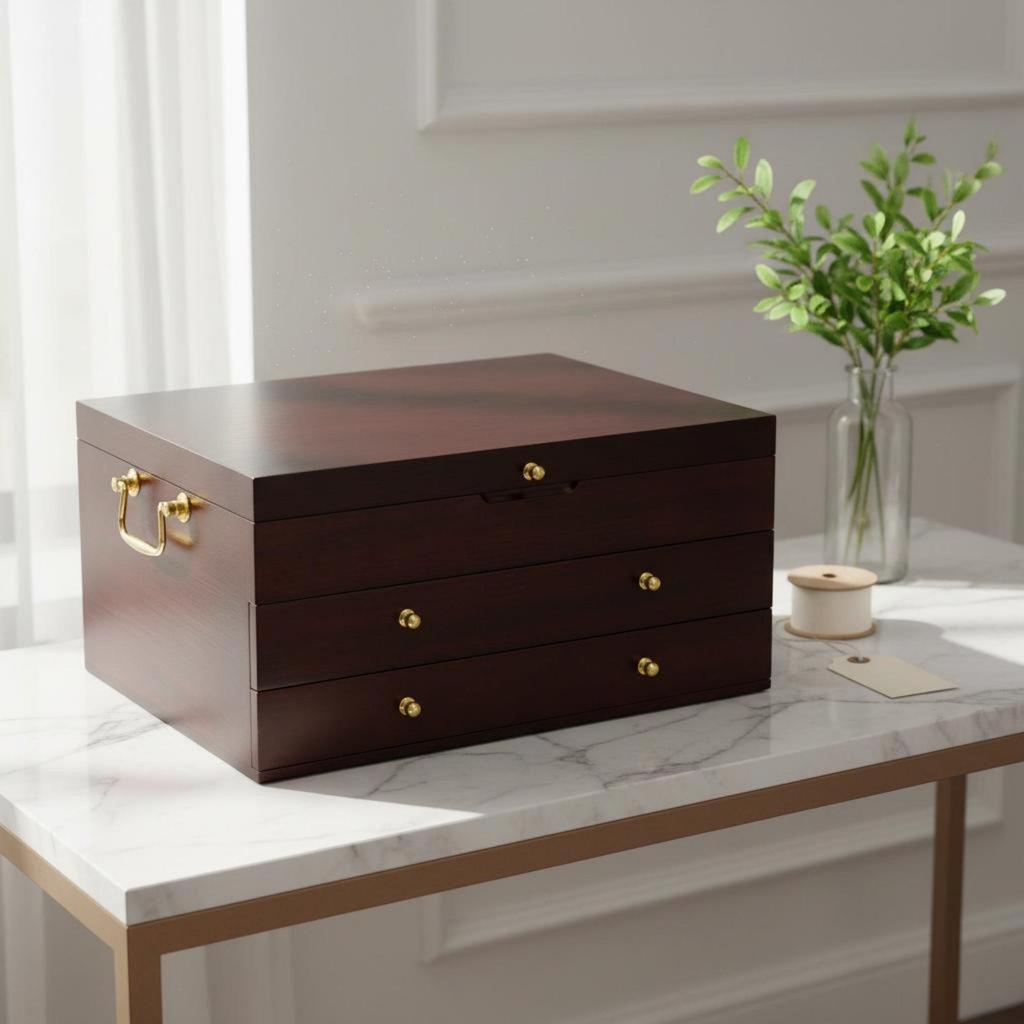 3-stöckige Besteckbox Einfache Organisation Besteck-Organizer-Box Dekorative Oberfläche