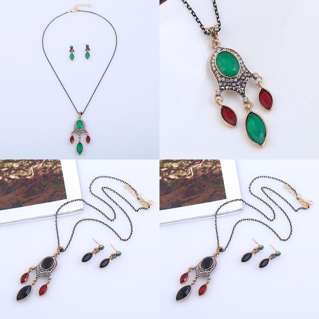 European Vintage Pendant Jewelry Set With Highend Resin For Gift And Celebration