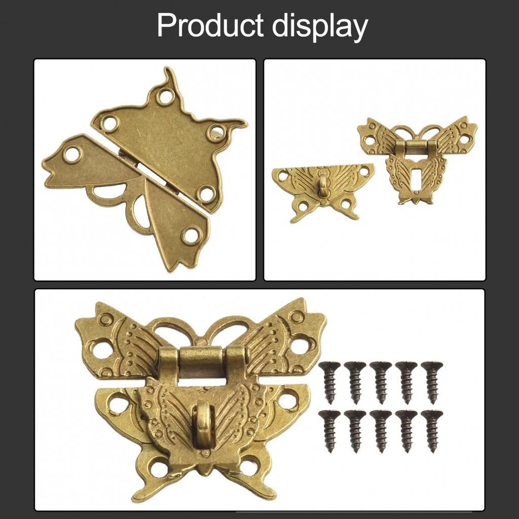 Antique Bronze Lock Butterfly Design Hasp Latch Jewelry Box Lock