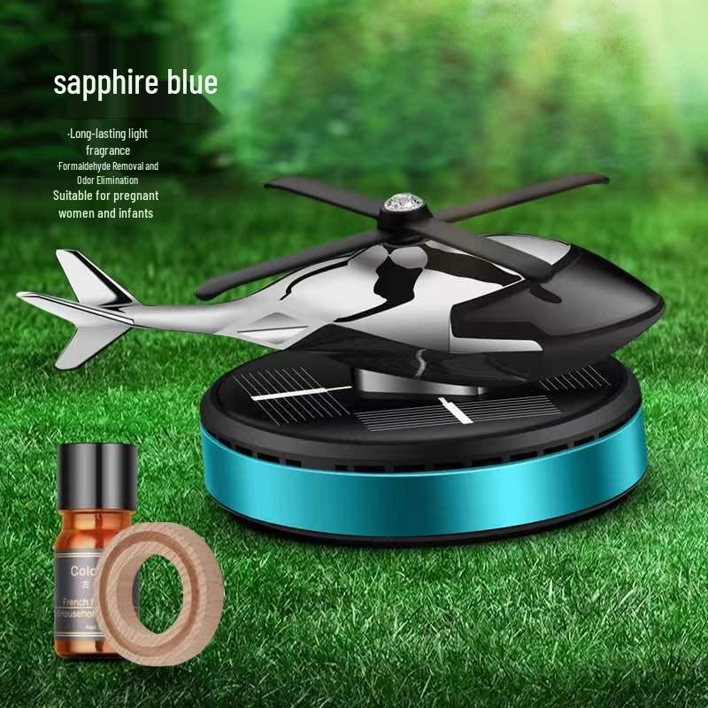Solar-Powered Rotating Helicopter Car Air Freshener with Light Sensor
