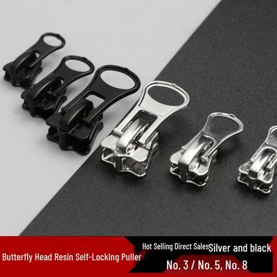 Resin Zipper with Disc Bottom Puller, Size 3/5/8, Self-Locking Zinc Alloy, Thickened Puller In Stock