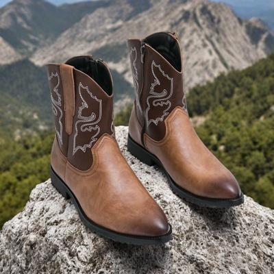 Male Shoes Western Motorcycle Knight Cowboy Boots Chelsea Men's Fashion Walking Shoes Men Handmade Leather Motorcycle Boots