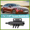 Universal Vacuum Manifold Kit 1/8" Ports 1/2" Interfaces Block Intake Manifold for Car Fuel Gas Wastegate Turbo Boost Replace Parts Vehicle