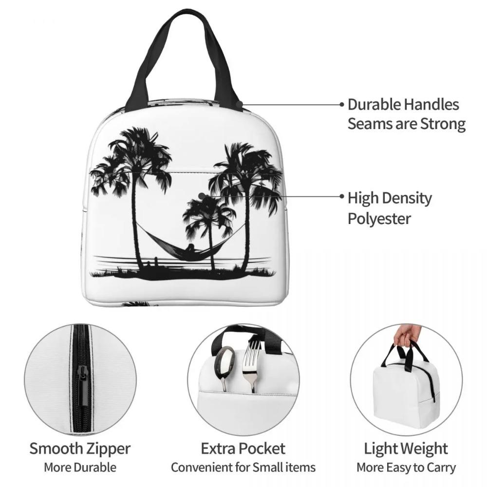 Beach Hammock Pattern Insulated Lunch Bag for Women Kids Portable Food Boxes Thermal Lunch Box Tote