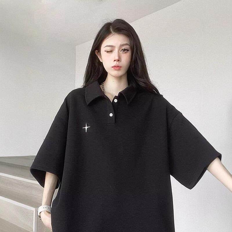 High Street Heavyweight POLO Shirt Short-sleeved Summer American Style Handsome Lapel Student Hong Kong Style Versatile T-shirt Trend