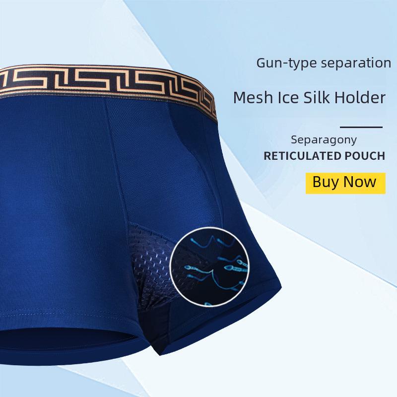 Men's Elephant Underwear, Ice Silk Breathable Mesh U-Convex Large Size Boxer Briefs