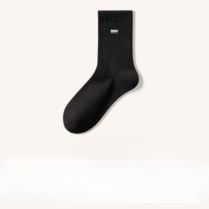Men's Cotton Socks, Pure Cotton Mid-calf Socks, All-cotton Sweat-absorbing and Odor-proof Boneless Socks for Autumn and Winter