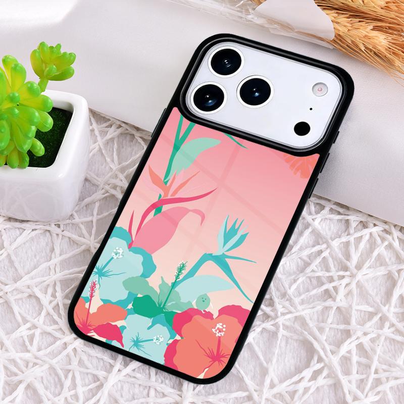 Butterflies Hibiscus Flowers Phone Case for iPhone 17 Air 16 15 11 12 14 13 Pro Max Shockproof Cover