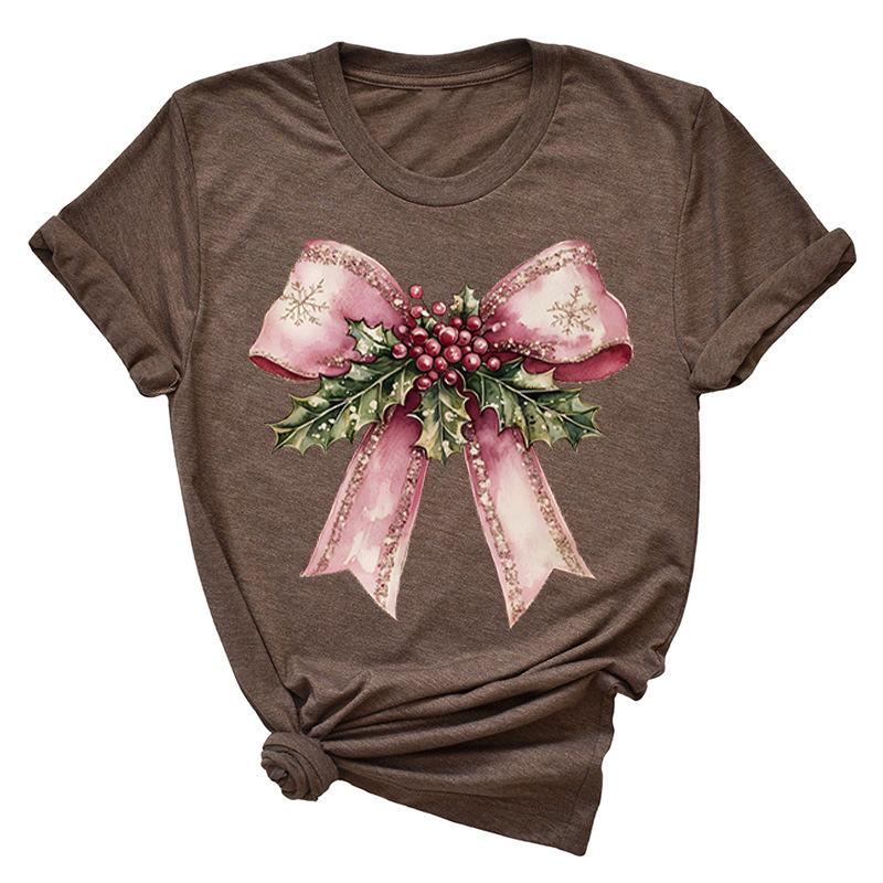 Christmas Printed Fashionable Women's T-shirt Christmas Trend Pure Cotton Casual Sportswear T-Shirts Women’s