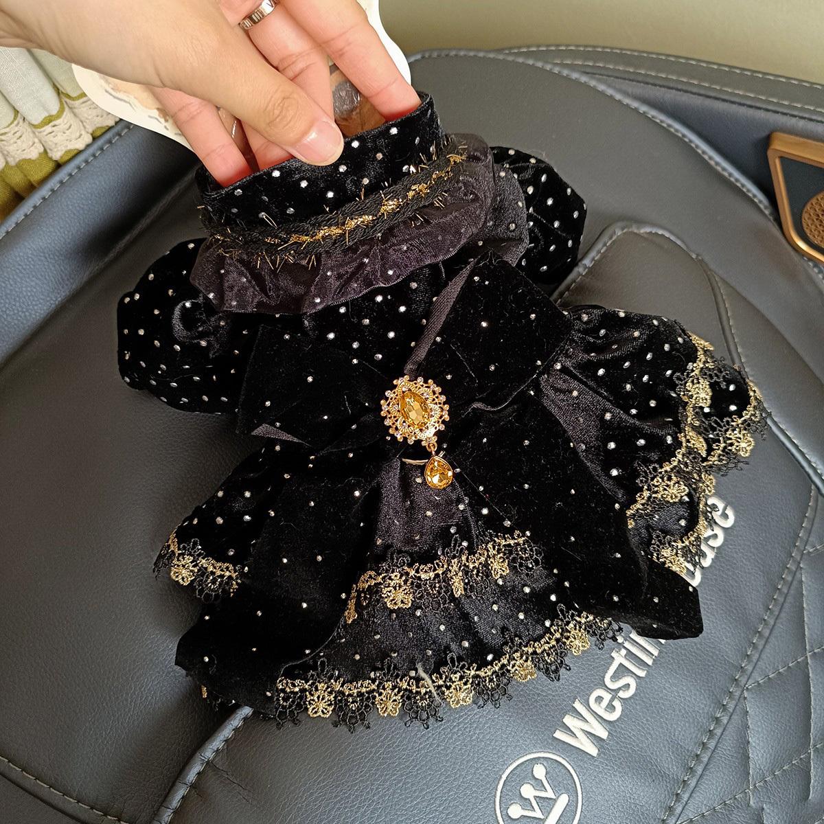 

Wedding Dress Princess Gown Pet Dog Clothes for Cats and Small Dogs with Bow Tie Dress XS чёрный