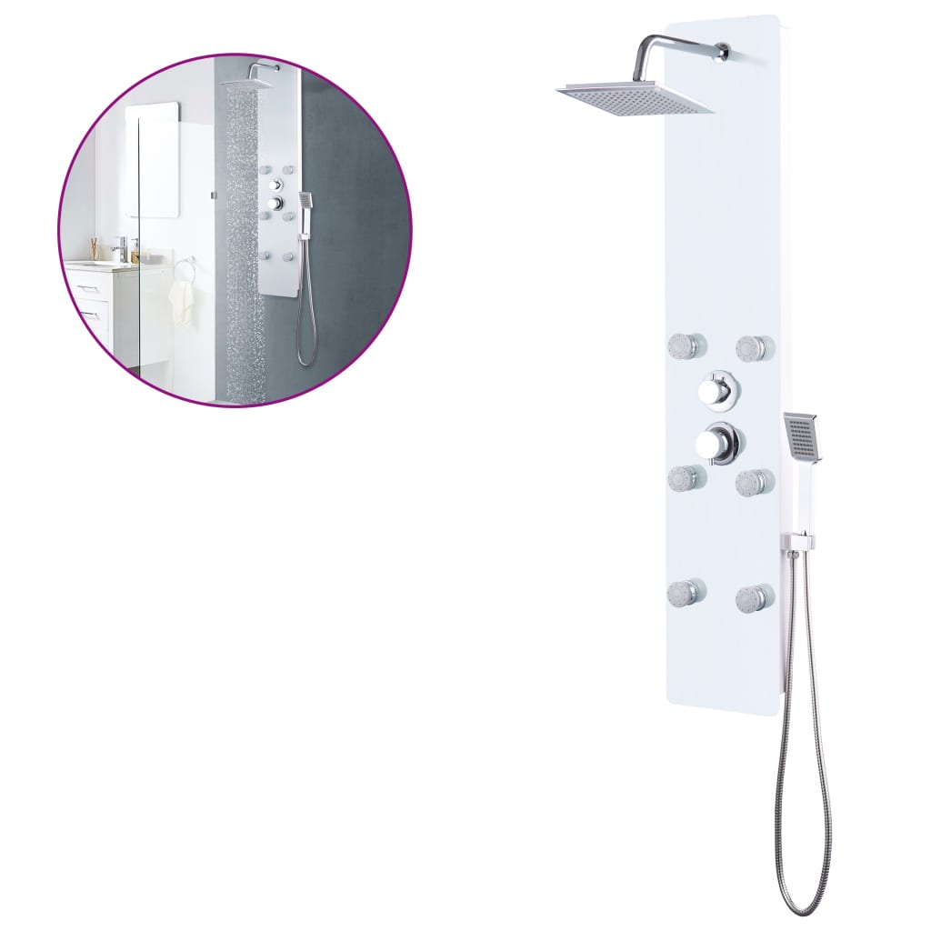 Vidaxl Shower Panel, Glass, 25 X 44.6 X 130 Cm, White
