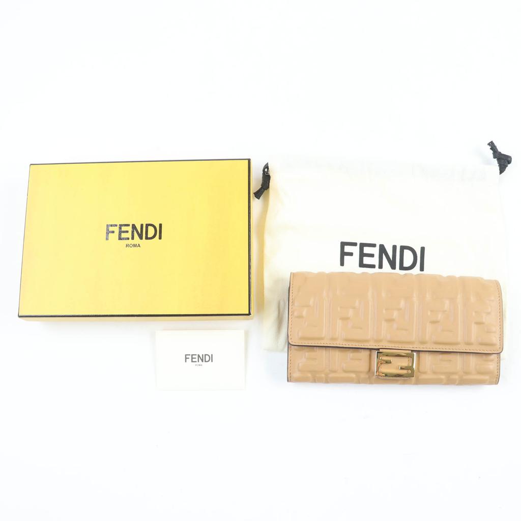 FENDI Purse FFMetal Baguette Continental Leather Long Wallet with 3D FF 8M0251 Used