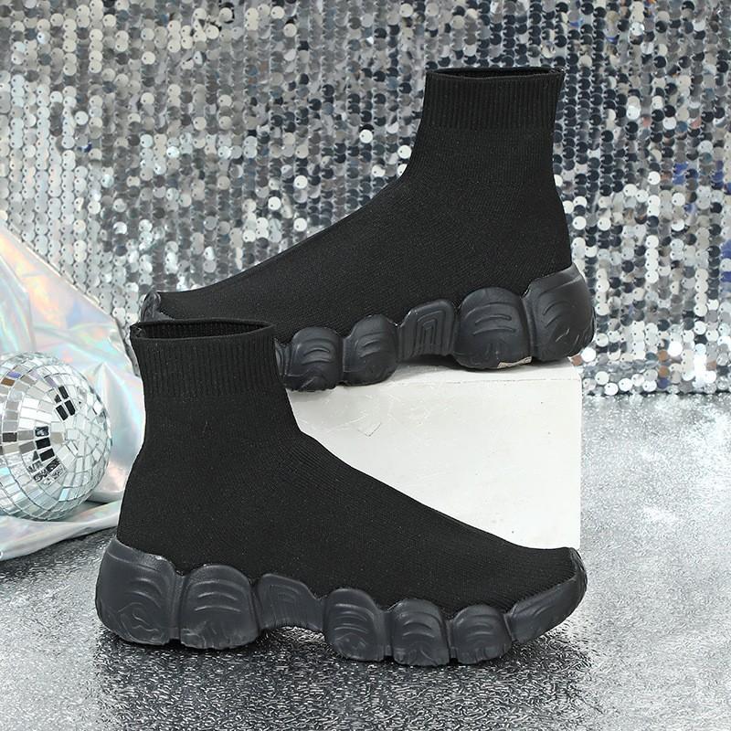Elastic Socks Shoes Slip-on Casual Sneakers Women Walking Shoes Men High-top Leisure Shoes Knitted Platform Footwear Breathable