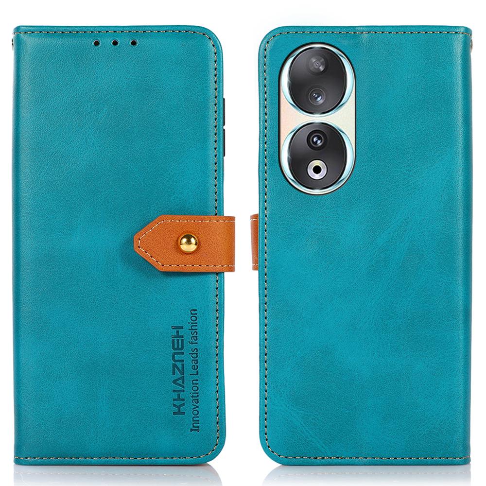 

KHAZNEH Для Honor 90 Чохол з ПУ шкіри, протиударний, текстура коров ячої шкіри, з підставкою, гаманець, чохол для телефону Blue