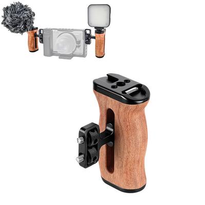 Cage de caméra universelle Poignée latérale gauche/droite pour cage de caméra Sony Canon Nikon Poignée en bois Grip Chaussure froide pour micro lumière vidéo