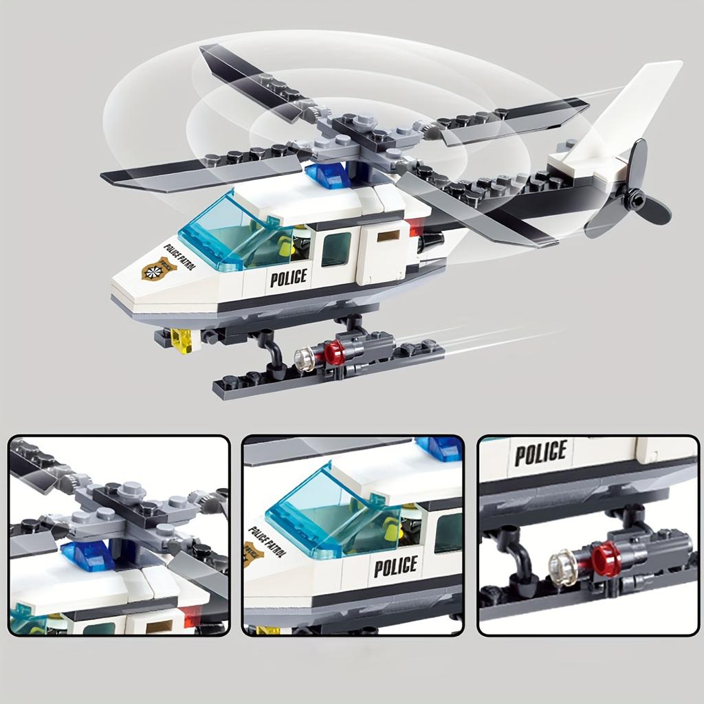 102pcs Police Helicopter Creative Building Blocks DIY City Series Bricks Toys Halloween/Thanksgiving Day/Christmas Gift