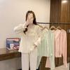 Japanese-Style Lace Bubble Crepe Pajamas for Women - Spring Long Sleeve Solid Color