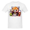 Unisex Kawaii Red Panda Eating RaUnisex Noodles Trendy T Shirt Streetwear Oneck Cotton T Shirts