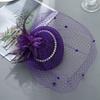 Women Fascinator Hat Feather Mesh Imitation Pearls Decor Pillbox Hat Small Top Hat Daily Party Hair Accessory