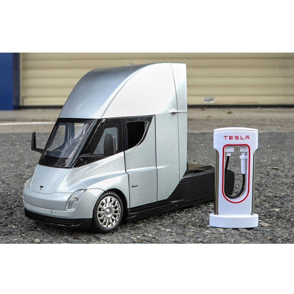 1/32 Tesla Trailer The Cast Model Car Toy for Kids Boys Collection