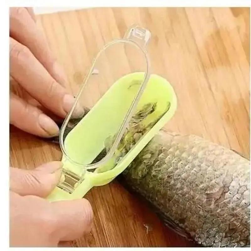 Kitchen Convenience Tools Plastic Fish Cleaning Tool Scraping Scales Device Fish Skin Steel Fish Shaver Remover Cleaner Descaler