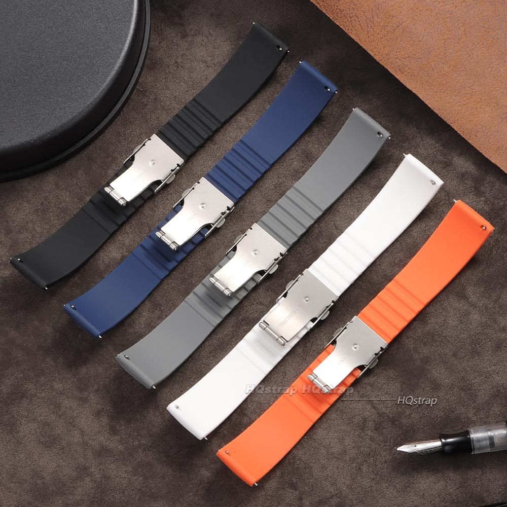 Silicone Rubber Watch Strap Quick Release Band for Seiko Watch Deployment Buckle 18mm 20mm 22mm 24mm Universal Replacement Strap