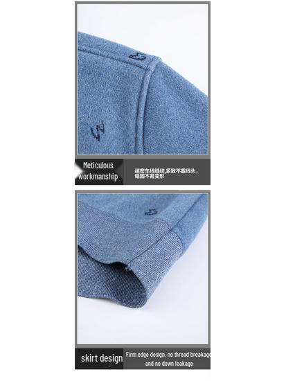 Men's Loose Knit Sweater with Faux Two-Piece Shirt Collar, Fleece-Lined, Thick Warm Winter Stand-Up Collar Top