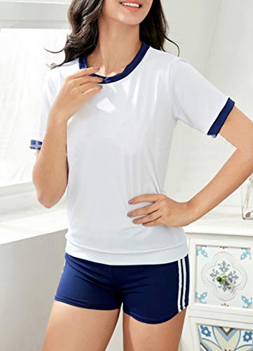 [DOKiDOKi] Gym Clothes & Shorts [Navy/Blue] Gym Uniform for High School Girls, Cosplay, Gym Wear, Jersey, P.E. Class, Thigh-Length, JC/JK, Halloween
