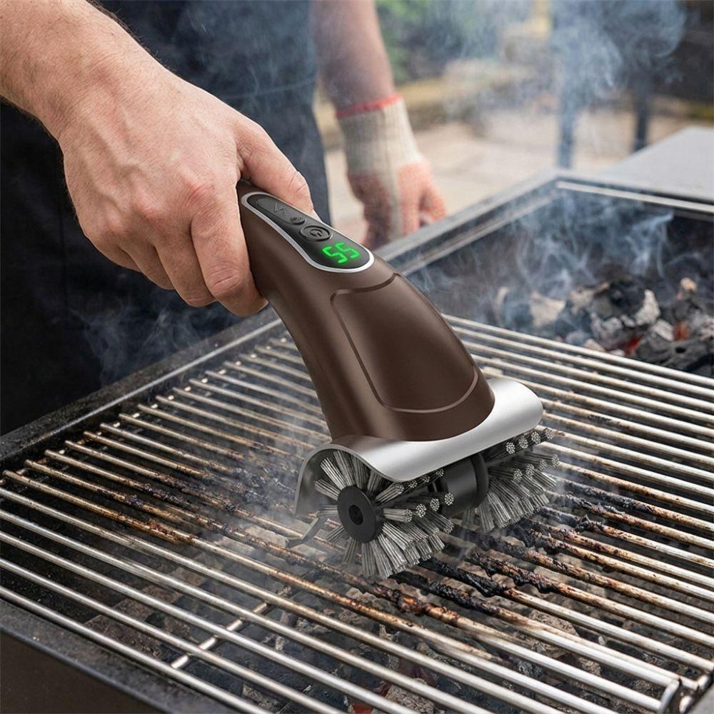 2-Speed Settings Electric Grill Brush Removable Head Grill Cleaning Tool  Charcoal Grill