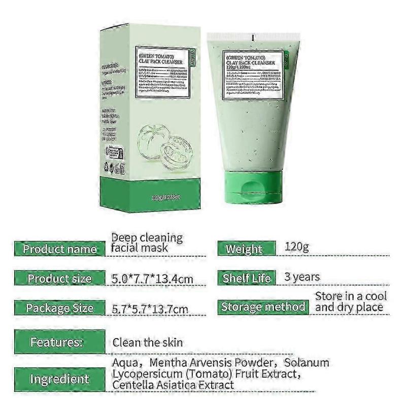 1-3pcs Green Tomato Clay Mask Cleanser, Purifying with 49% Green Tomato Extr 2024 - XN