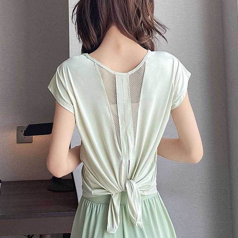 Dámský letní rychleschnoucí běžecký set 2025: Ledově hedvábné jógové kalhoty a volné tričko