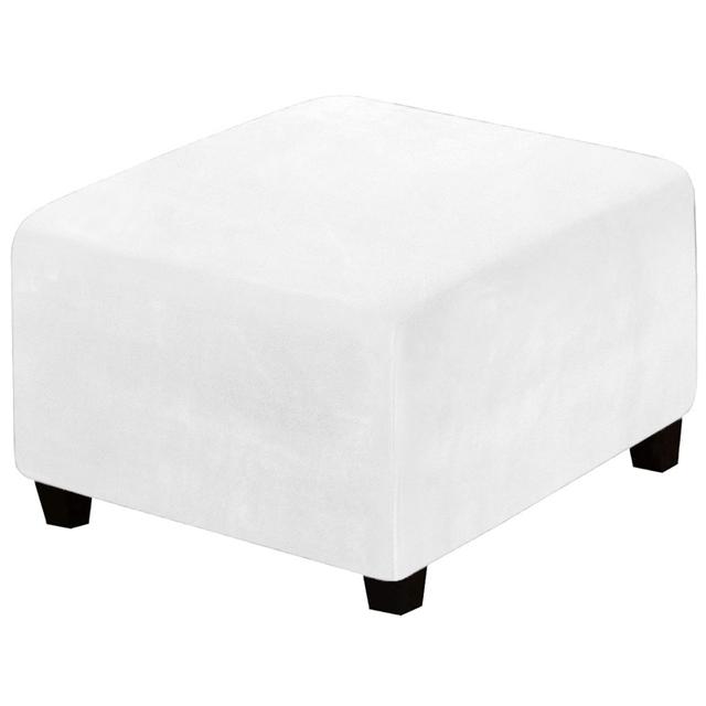 Velvet Fabric Square Ottoman Covers Stretch Footstool Cover Bench Storage Stool Cover Washable Household Furniture Protector Cover Sets 3 Size