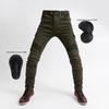 Four-Season Motorcycle Riding Pants - Military Green/Black, Anti-Fall, Slim Fit Jeans