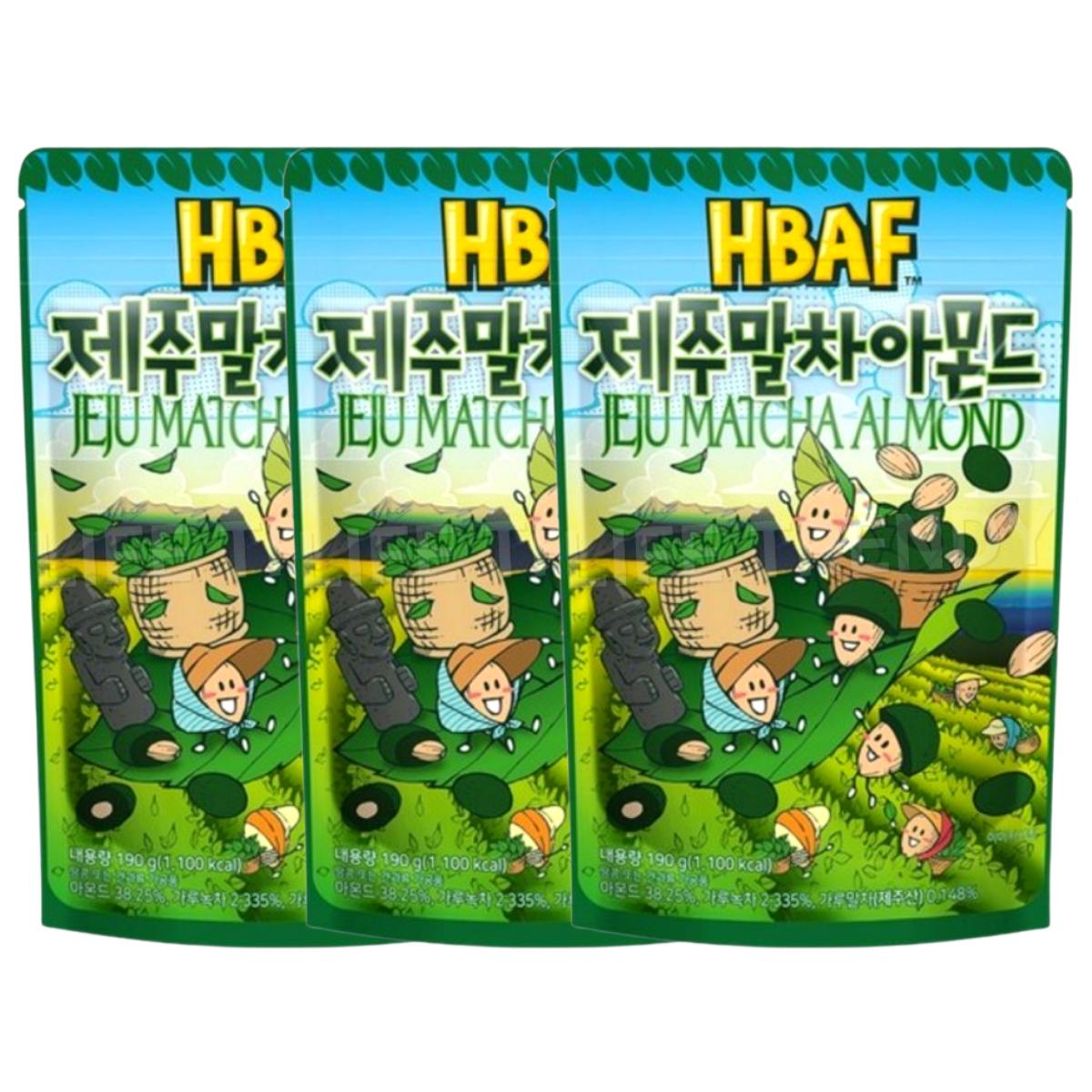 HBAF Jeju Matcha Smaak Amandelen Knapperig Rijk Zoete Snack 190g (verpakking van 3 stuks)