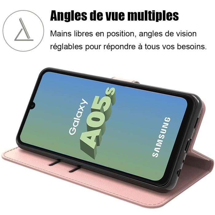 Coque de protection - Booling - pour Samsung Galaxy A05s - Rose - Antichoc - Support réglable