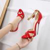 Pointed Toe Gothic Style Pu Leather Thin High Heel Boot Metal Buckle Stilettos 2024 Summer Fashion Women Ladies Pumps Sandals