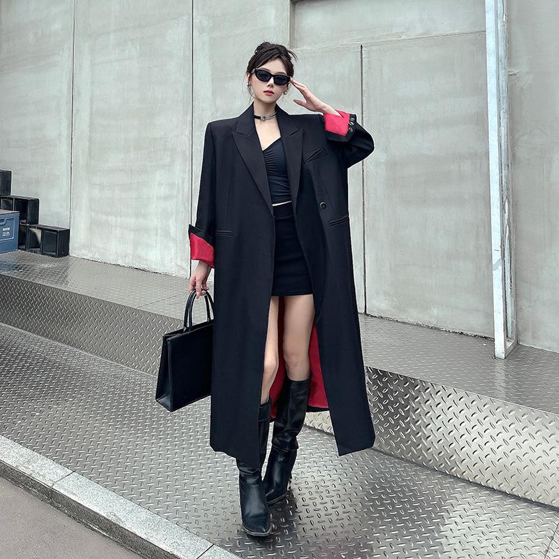 

Woman s Black Sassy Boss Lady Winter Jacket - Padded Long Loose Fit Overcoat M