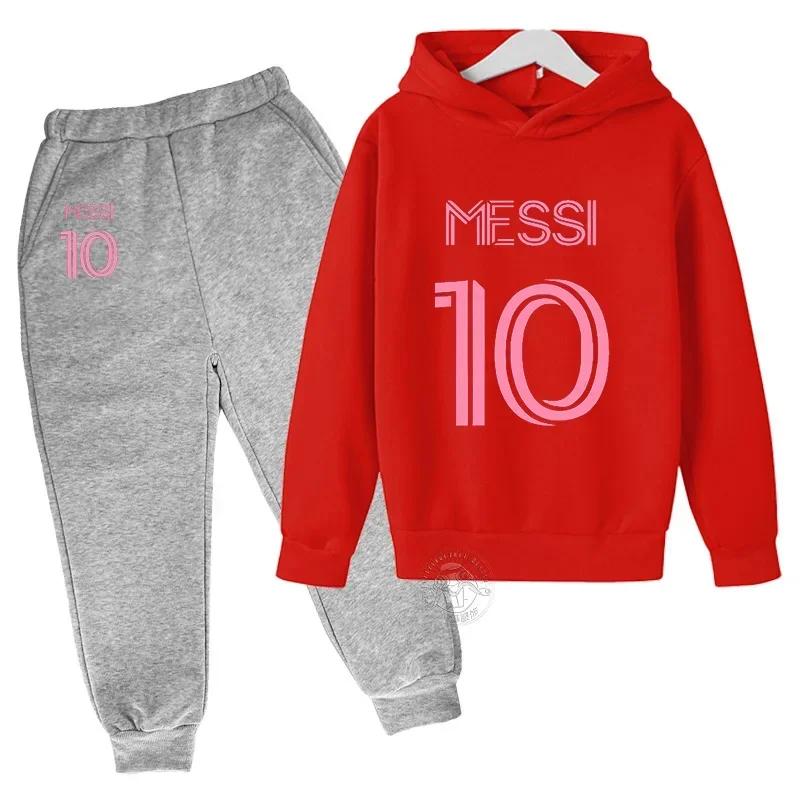 Set Hanorace Copii Fotbalist Messi Modă Strădală Băieți și Fete Pulover Sport Toamnă + Pantaloni de Trening Set 2 Piese Outdoor