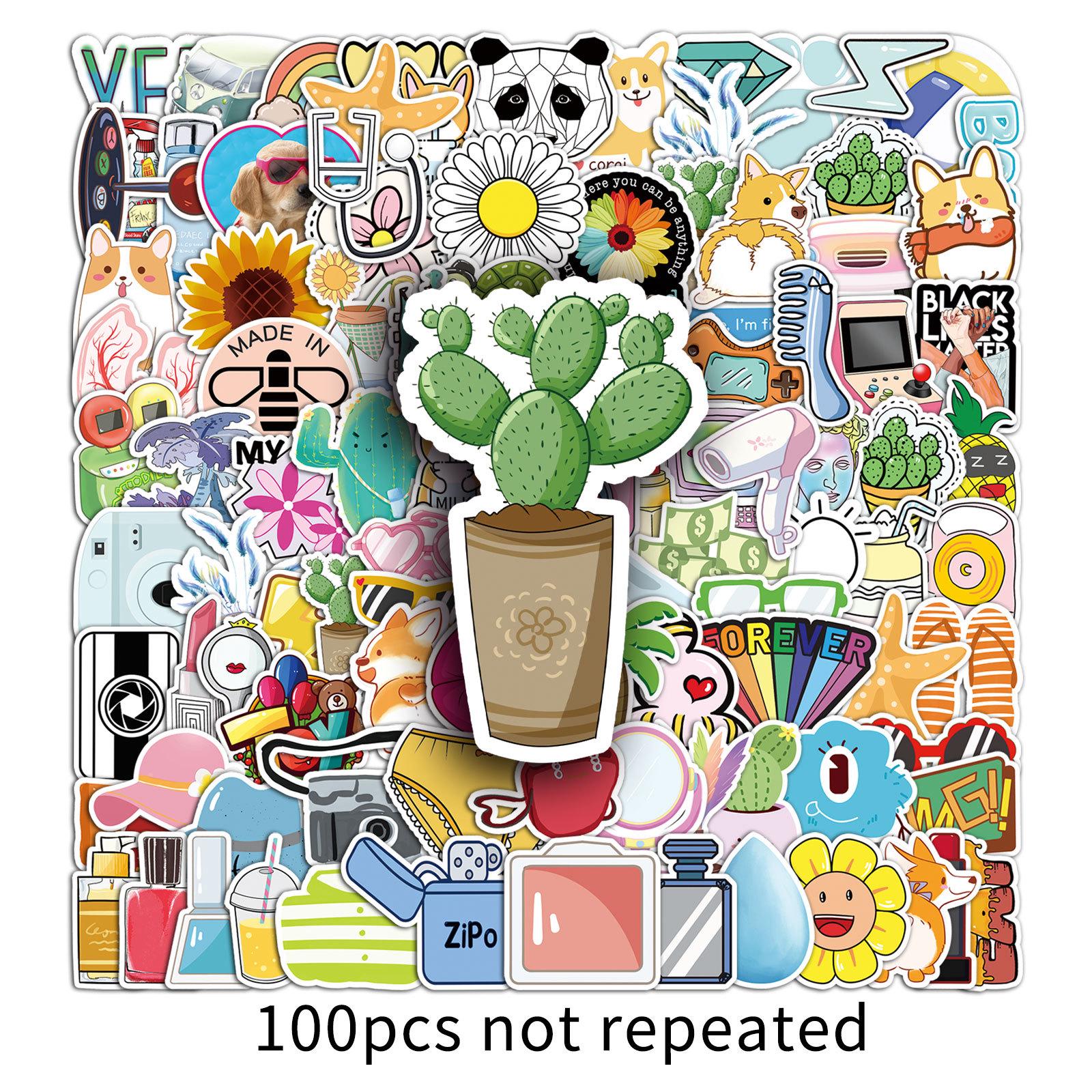 100 Waterproof VSCO Doodle Stickers for DIY Phone Cases, Skateboards & Luggage