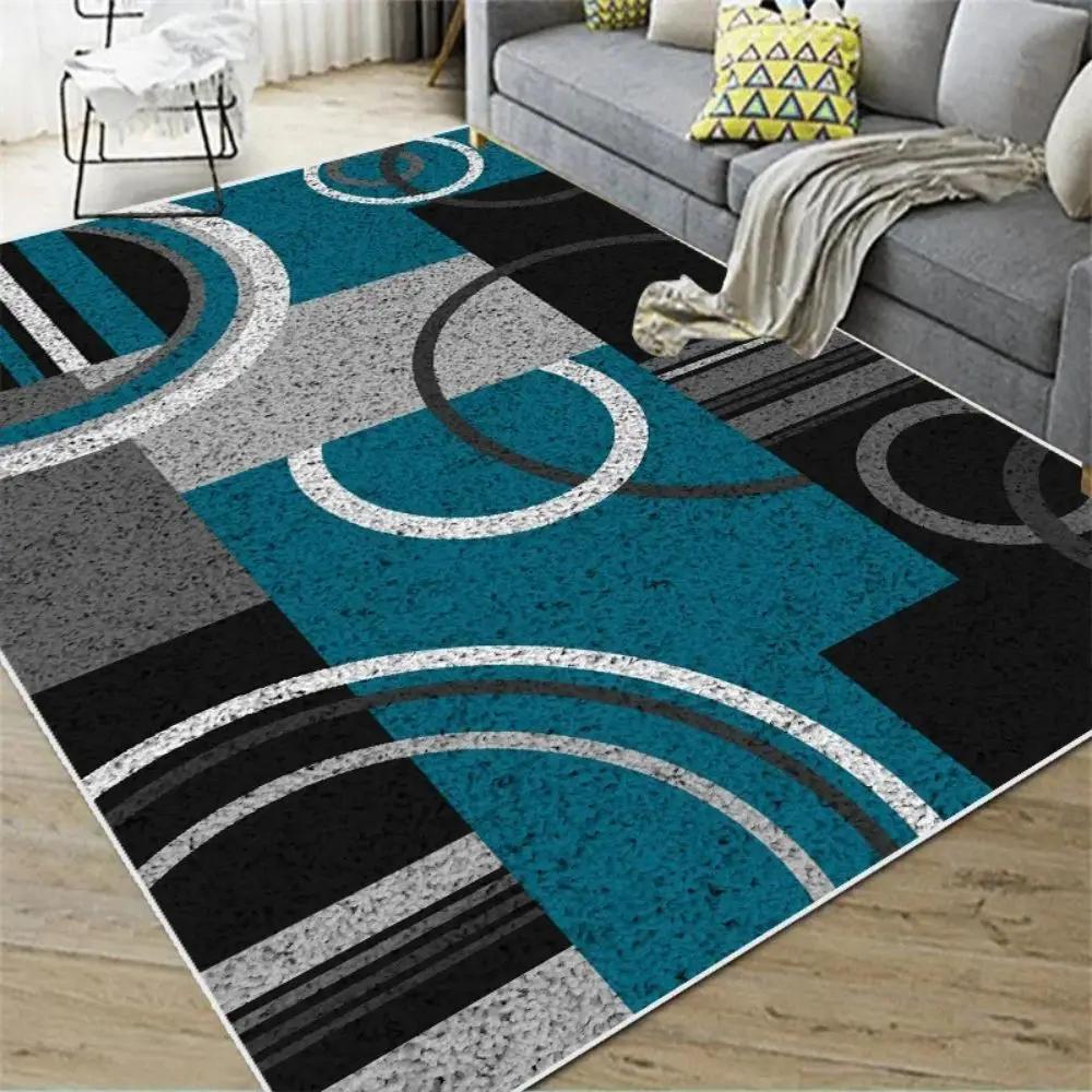 Moderne Geometrische Cirkel Print Vloerkleed Zwart Grijs Wit Antislip Wasbaar Zacht Vloerkleed voor Woonkamer Slaapkamer 60x90cm 24x36inch