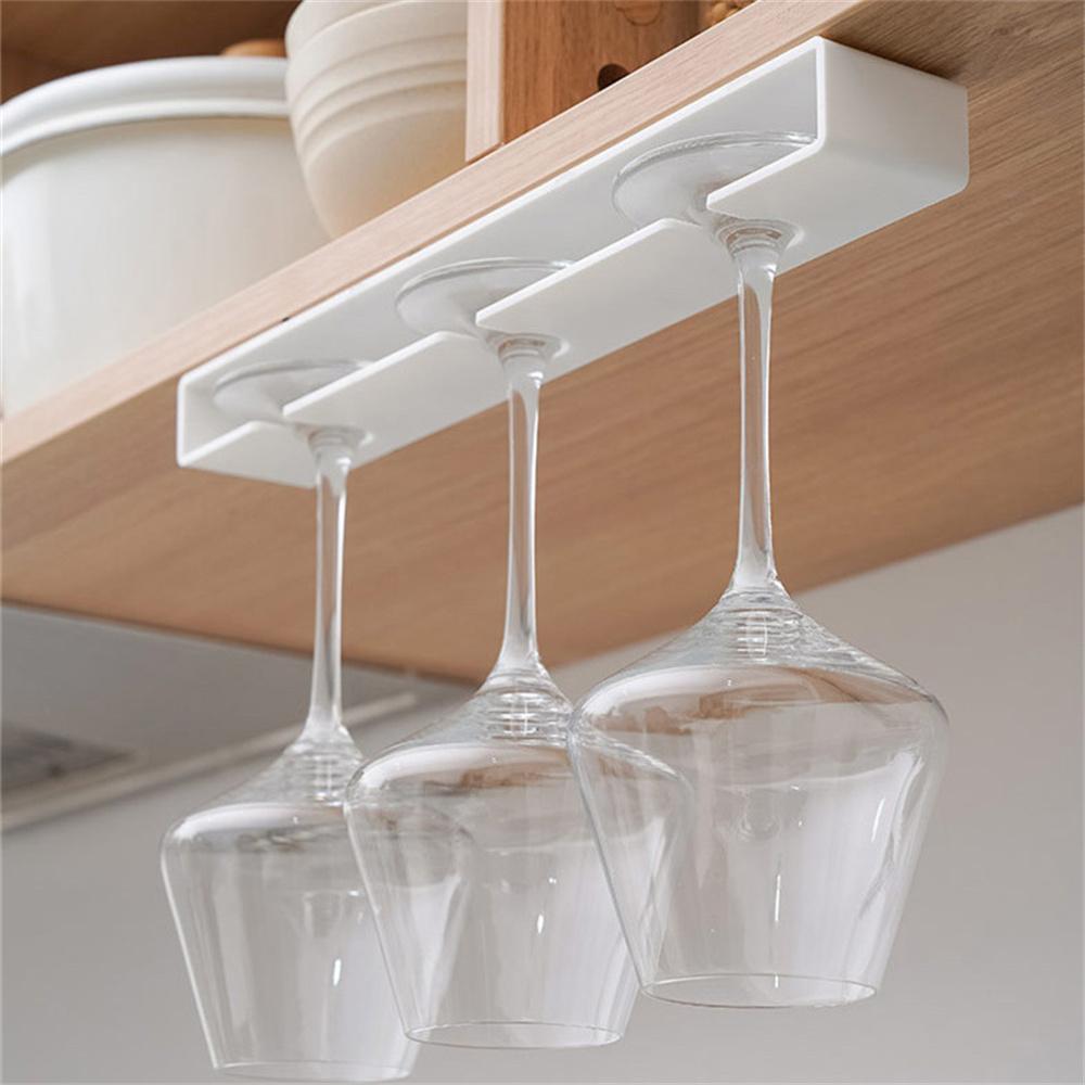Hanging Glass Cup Rack Kitchen Accessories Wall Mount Wine Glasses Holder Stemware Classification Punch-free Cupboard Organizer